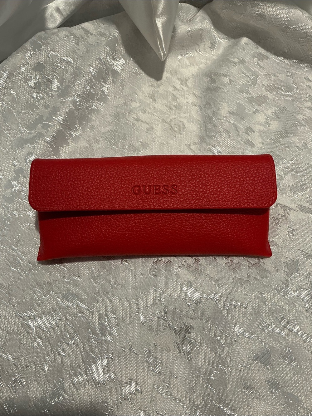 GUESS Red Pebbled Leather Eyewear Pouch